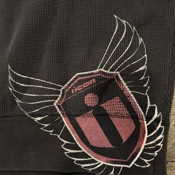 Icon Motosports Hoodie Mens XLBlack Zip Up Graphic Eagle Biker Y2K Grunge Skater - Picture 5 of 10